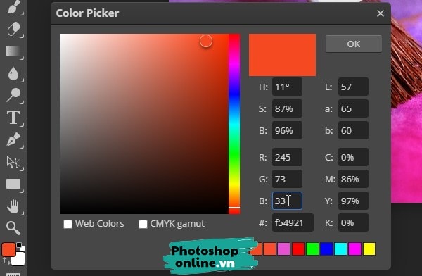 Lấy mã màu từ ảnh bằng Photoshop online