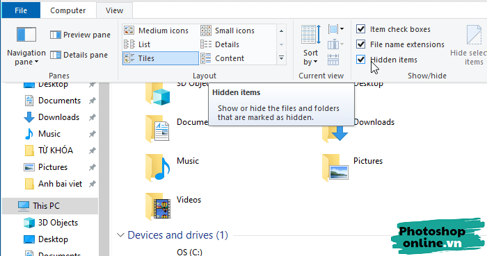 Hướng dẫn cách ẩn thư mục và tập tin nhanh trong máy tính
